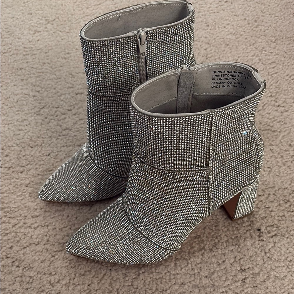 Madden Girl Silver Ankle Booties with Chunky Heel